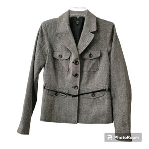 Grey Blazer with Black Buttons and Belt - Size Medium